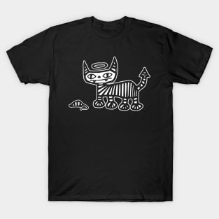 Devil Angel Cat - Stripes! {DARK shirts} T-Shirt